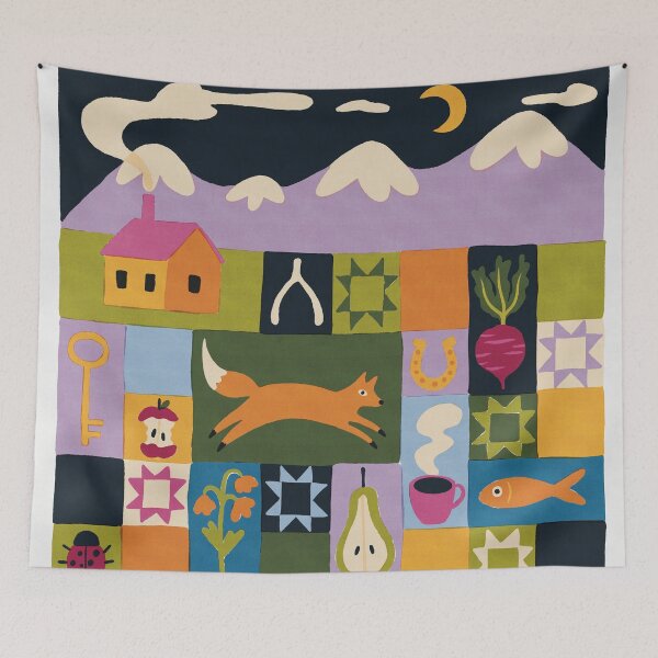 Item preview, Folk Art Landscape designed and sold by KitschByKate.