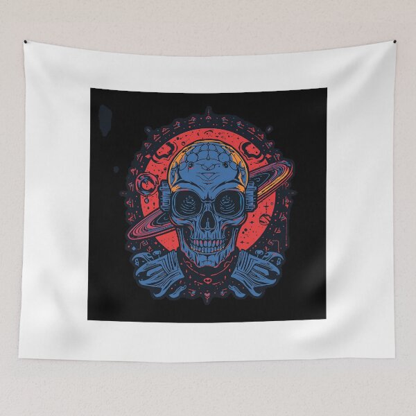 Item preview, Alien Skull with Retro Saturn Rings designed and sold by alekachi.