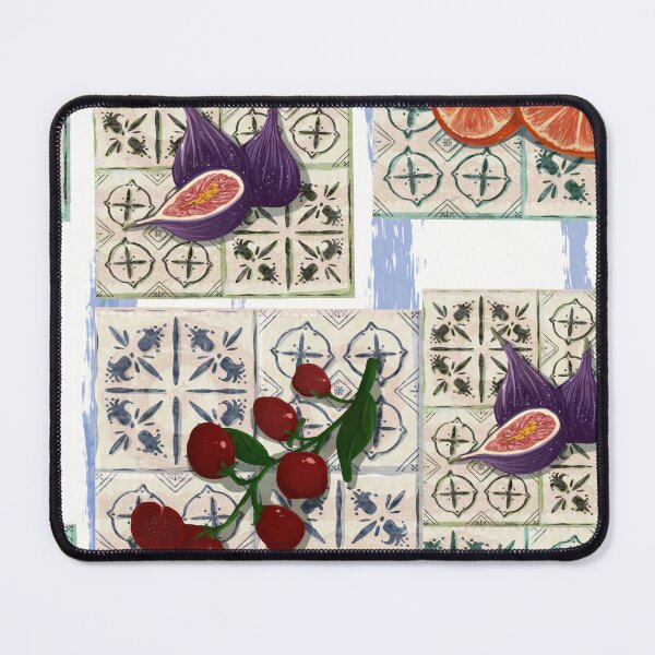 Item preview, Bright colors and fruits on decorative tiles in a kitchen setting during daylight designed and sold by SpaceartLilu.