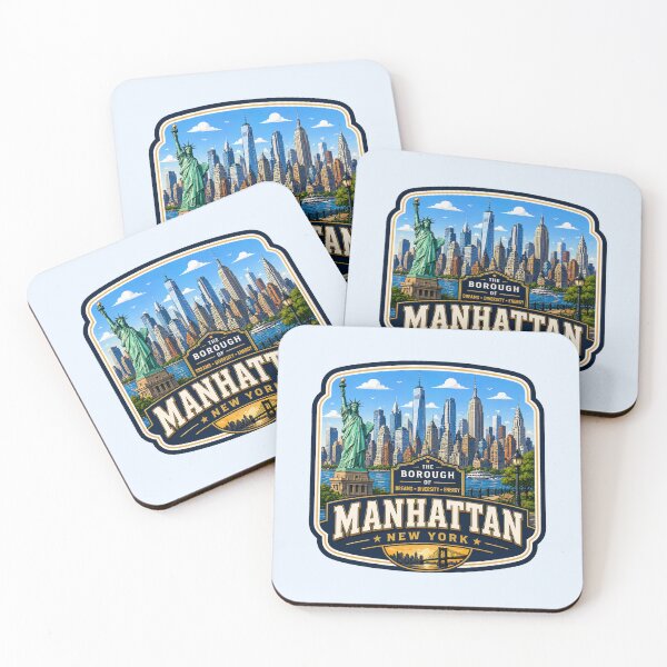 Item preview, Manhattan, New York - Skyline, Statue & Bridge designed and sold by Myra365Art.