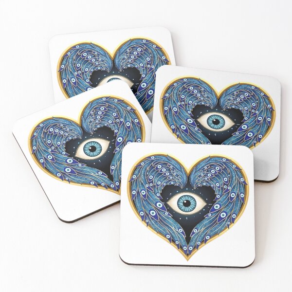 Item preview, Guardian Angel Evil Eye Sacred Heart Art designed and sold by WhiteLightPrint.