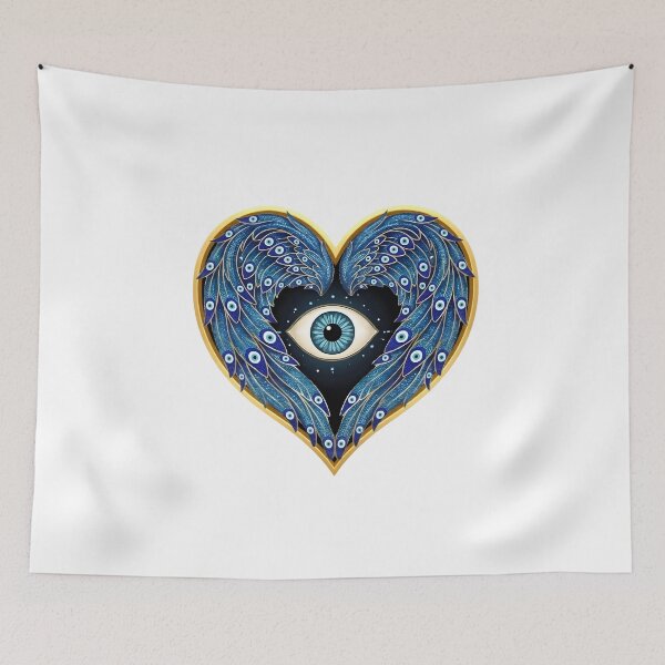Item preview, Guardian Angel Evil Eye Sacred Heart Art designed and sold by WhiteLightPrint.