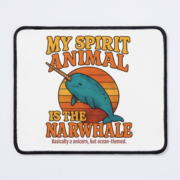 Item preview, Narwhal Wall Art, Funny Vintage Ocean Poster, “My Spirit Animal Is the Narwhal,” Ocean Lover Decor designed and sold by RickE.