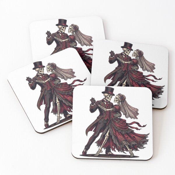 Item preview, Dancing Skeleton Lovers Victorian Gothic Art designed and sold by BlackLoverArt.
