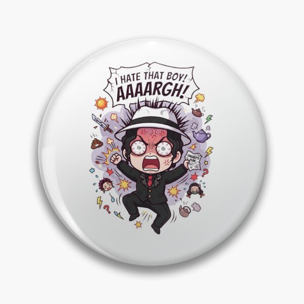 Item preview, Chibi anime design of an angry Muzan with the text "I hate that boy" designed and sold by FreakToons.