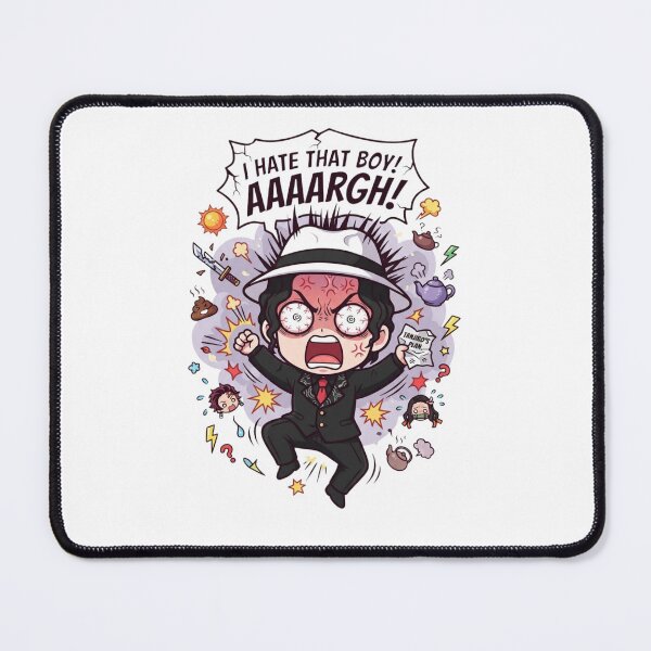 Item preview, Chibi anime design of an angry Muzan with the text "I hate that boy" designed and sold by FreakToons.