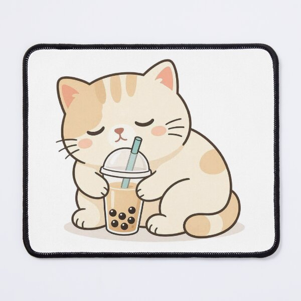 Item preview, Cute Lazy Cat Sleeping With Boba Milk Tea designed and sold by BobaCatDesign.