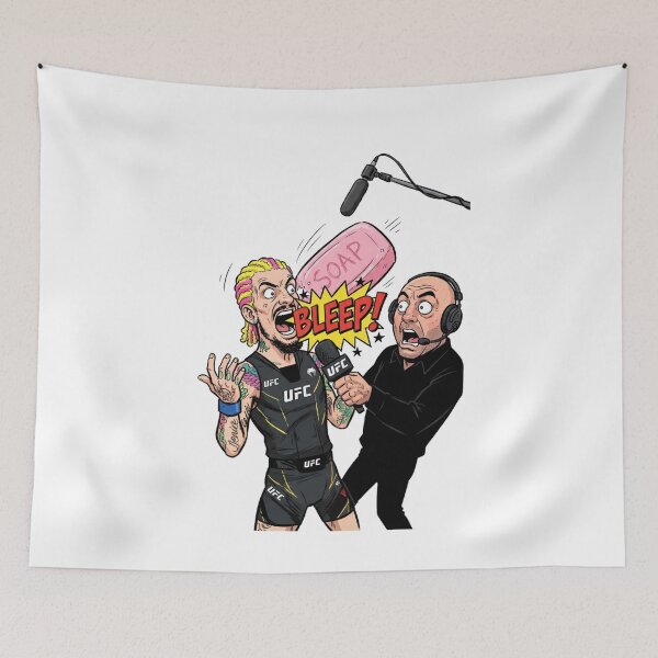 Item preview, Funny Sean O'Malley and Joe Rogan UFC Soap Interview Cartoon Design designed and sold by annaarthk.