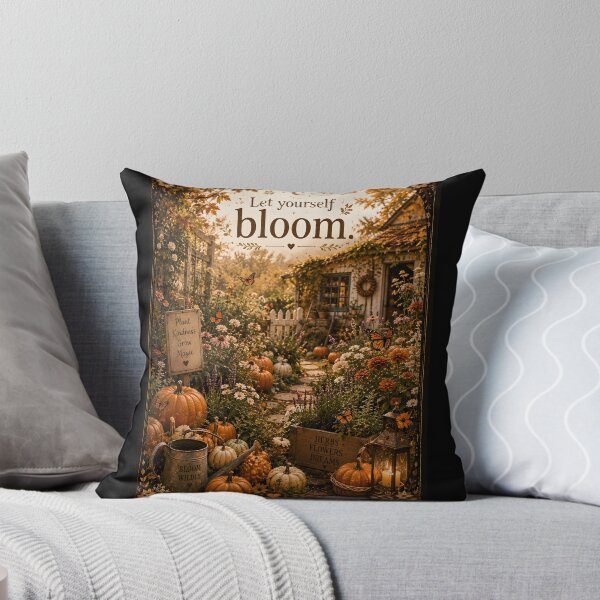 Item preview, Let Yourself Bloom Autumn Cottage Garden Halloween Pumpkin Witchy Botanical designed and sold by OlgaLuna_design.