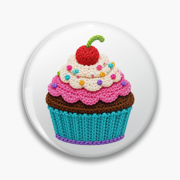 Item preview, Retro Crochet-Style Cupcake with Cherry on Top Print Shapes Mania designed and sold by Shapes-Mania.
