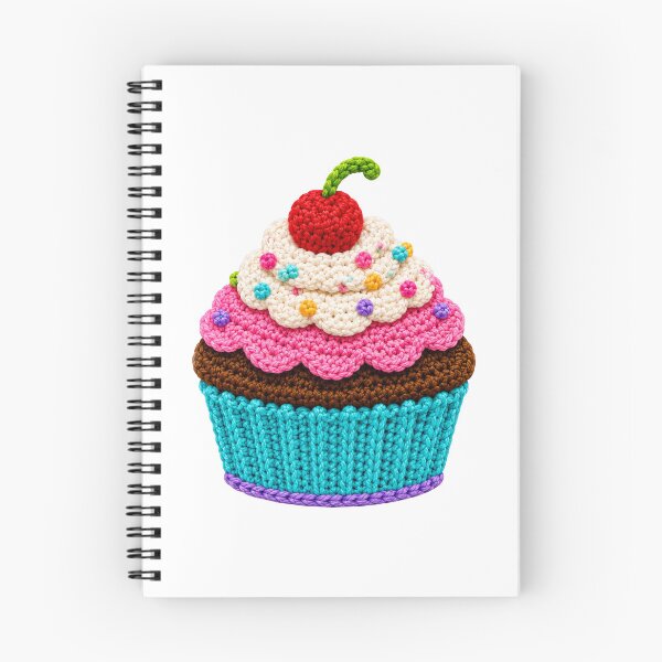 Item preview, Retro Crochet-Style Cupcake with Cherry on Top Print Shapes Mania designed and sold by Shapes-Mania.