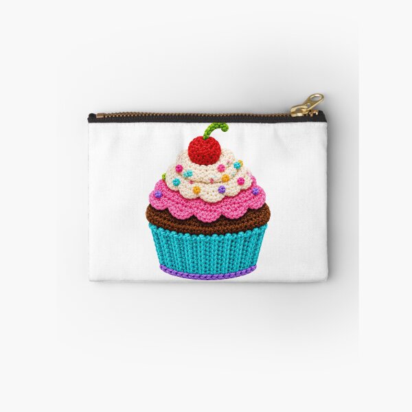 Item preview, Retro Crochet-Style Cupcake with Cherry on Top Print Shapes Mania designed and sold by Shapes-Mania.