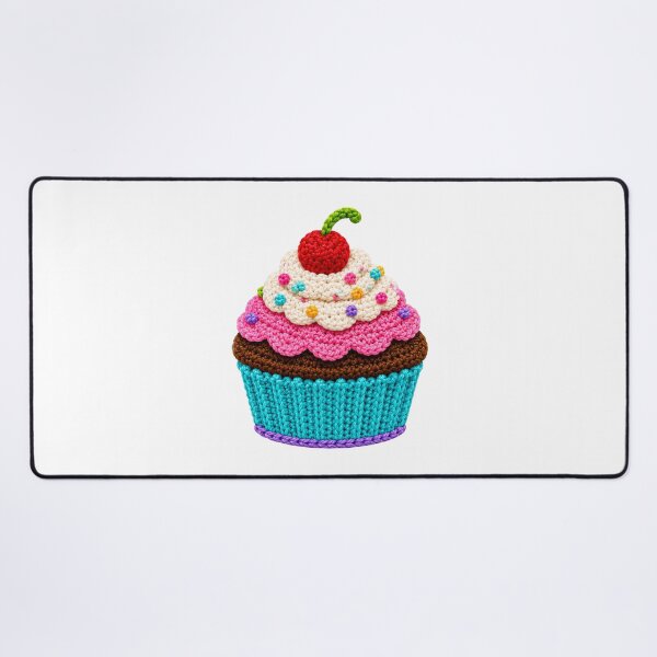 Item preview, Retro Crochet-Style Cupcake with Cherry on Top Print Shapes Mania designed and sold by Shapes-Mania.