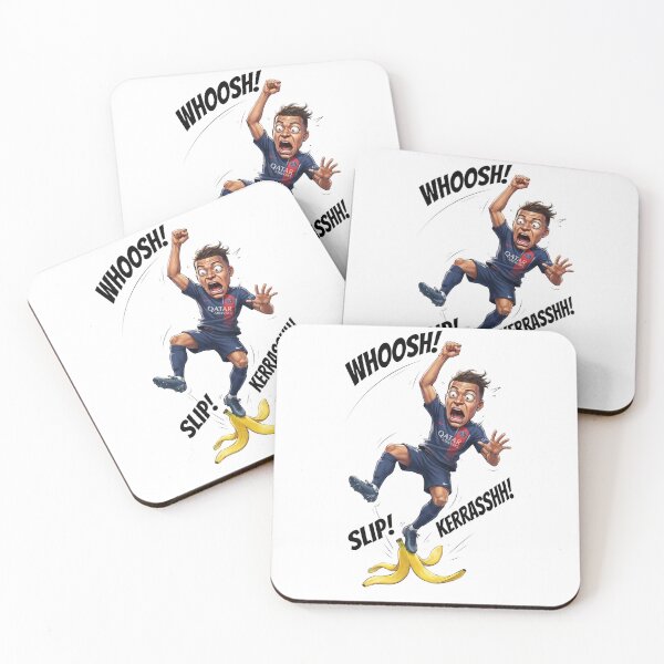 Item preview, Funny Kylian Mbappe Slipping on Banana Peel Cartoon Art designed and sold by annaarthk.