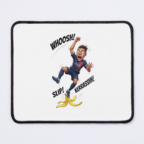 Item preview, Funny Kylian Mbappe Slipping on Banana Peel Cartoon Art designed and sold by annaarthk.