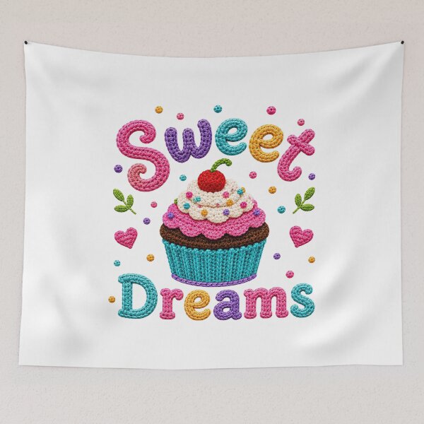 Item preview, Sweet Dreams Retro Crochet-Style Cupcake Print Shapes Mania designed and sold by Shapes-Mania.