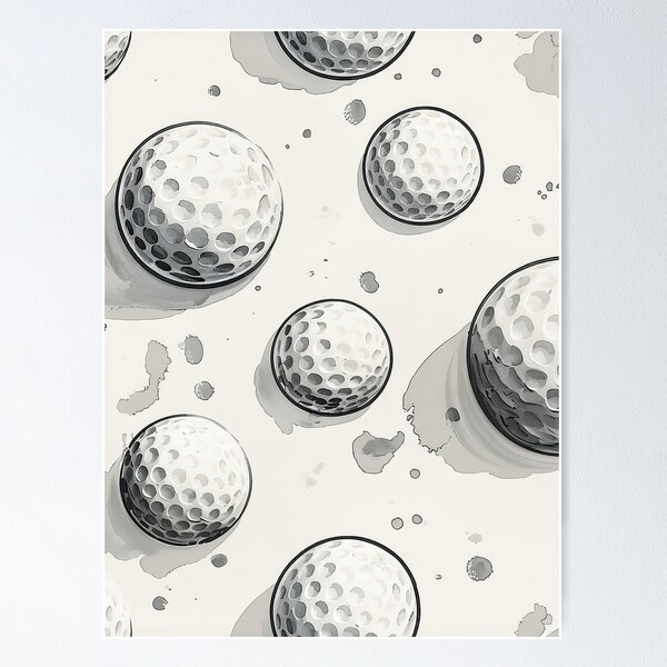 Item preview, Watercolor Golf Ball Pattern - Grey Monochrome Sports Illustration Design designed and sold by Nine Lives Studio.