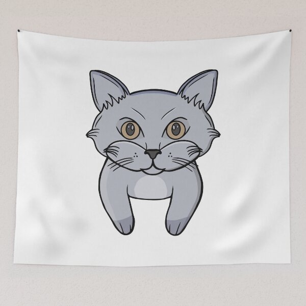 Item preview, Cute Grey Cat Face Peeking Kitten Portrait designed and sold by shopdiego.