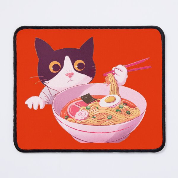 Item preview, Kawaii Cat Eating Ramen with Chopsticks designed and sold by JesusX24.