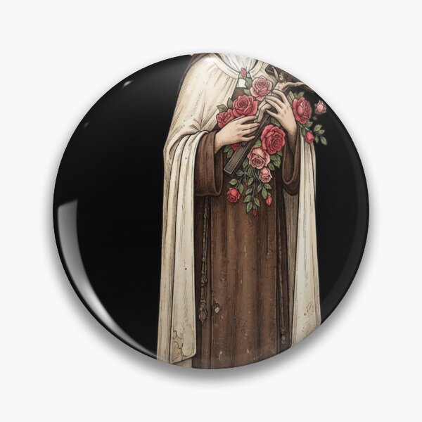Item preview, St Therese of Lisieux Vintage Woodcut Rose Halo designed and sold by sidleytetip.