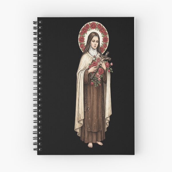 Item preview, St Therese of Lisieux Vintage Woodcut Rose Halo designed and sold by sidleytetip.