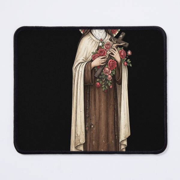 Item preview, St Therese of Lisieux Vintage Woodcut Rose Halo designed and sold by sidleytetip.