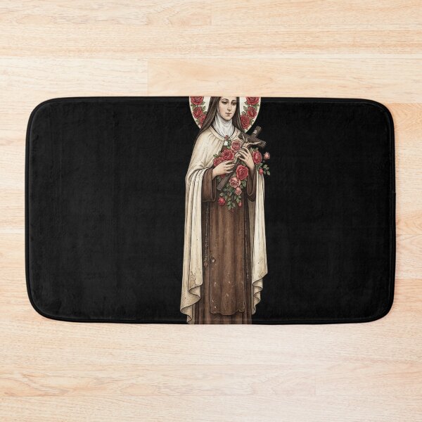 Item preview, St Therese of Lisieux Vintage Woodcut Rose Halo designed and sold by sidleytetip.