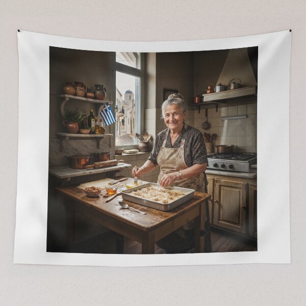 Item preview, Senior Greek Woman Making Baklava In Her Kitchen designed and sold by Home Decor Art.