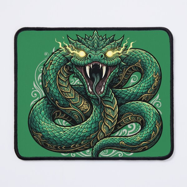 Item preview, Ornate Emerald Serpent Wisdom - Ancient Magic Cobra Tattoo Illustration designed and sold by KreonaTime.