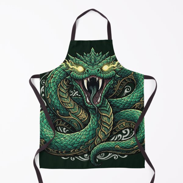 Item preview, Ornate Emerald Serpent Wisdom - Ancient Magic Cobra Tattoo Illustration designed and sold by KreonaTime.