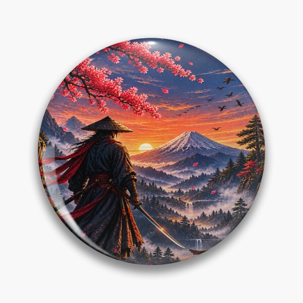 Item preview, Moonlit Ronin of the Mountain Valley – Japanese Fantasy Art designed and sold by TeeVibeHaus.