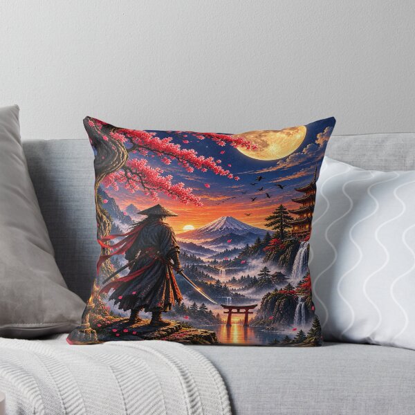 Item preview, Moonlit Ronin of the Mountain Valley – Japanese Fantasy Art designed and sold by TeeVibeHaus.