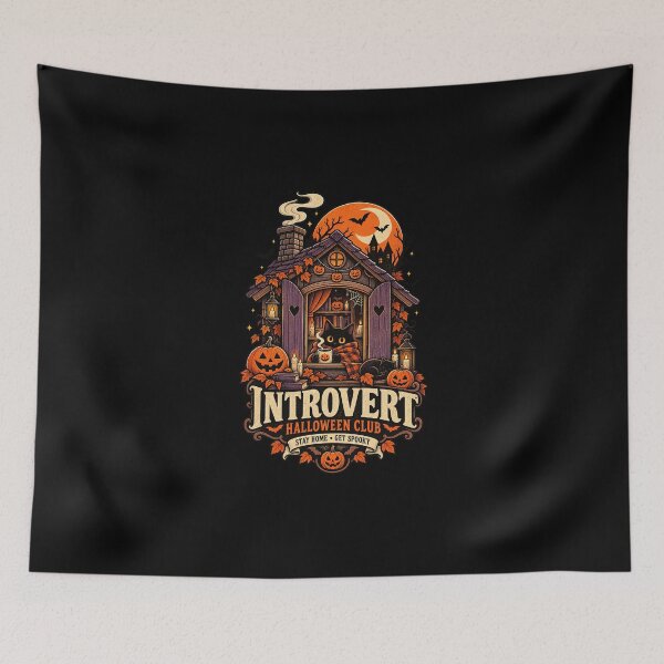 Item preview, Cozy Introvert Halloween Club Stay Home Get Spooky Black Cat designed and sold by SdForce.