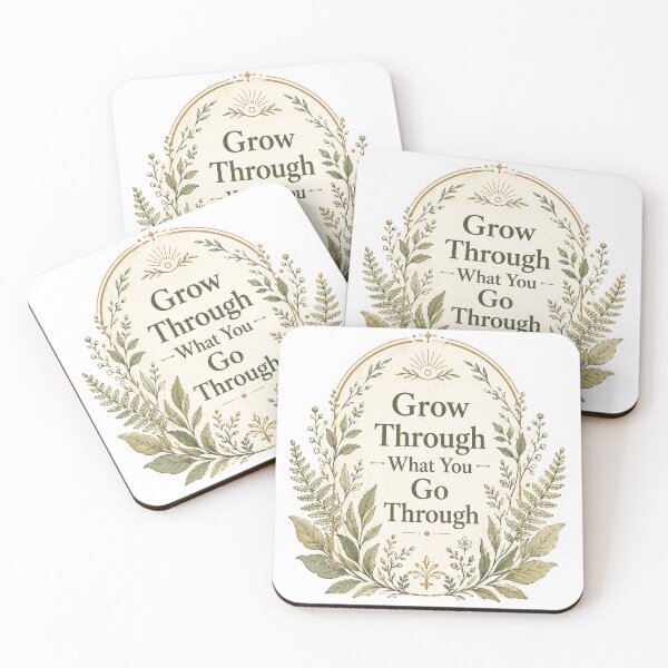 Item preview, Grow Through What You Go Through Boho Botanical Quote Art designed and sold by DigitalMehub.