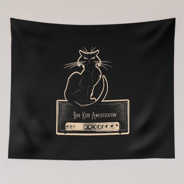 Item preview, Vintage Parody Bad Kitty Mojo Guitar Amplifier with Black Cat sitting on amp head designed and sold by Jdawnink.
