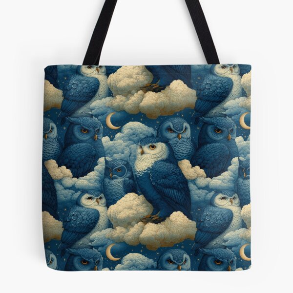 Item preview, Vintage Celestial Night Sky Blue Owls By Moose Disco designed and sold by MooseDisco.