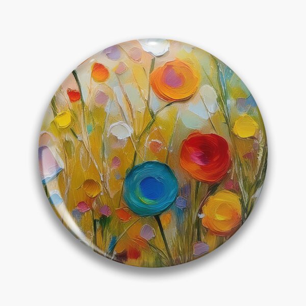 Item preview, Botanical fields floral spring garden 3d oil painting artwork warm Autumn flowers yellow blue white red roses designed and sold by navitalidesign.