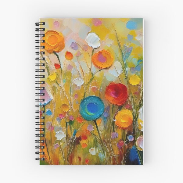 Item preview, Botanical fields floral spring garden 3d oil painting artwork warm Autumn flowers yellow blue white red roses designed and sold by navitalidesign.