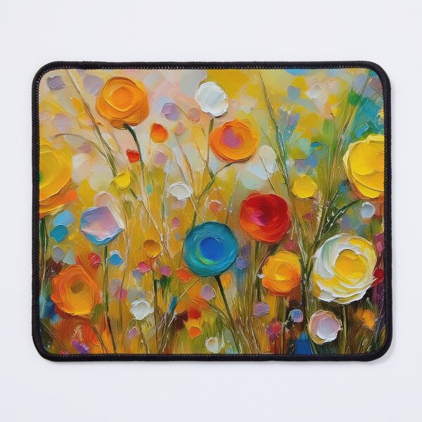 Item preview, Botanical fields floral spring garden 3d oil painting artwork warm Autumn flowers yellow blue white red roses designed and sold by navitalidesign.