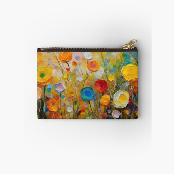 Item preview, Botanical fields floral spring garden 3d oil painting artwork warm Autumn flowers yellow blue white red roses designed and sold by navitalidesign.