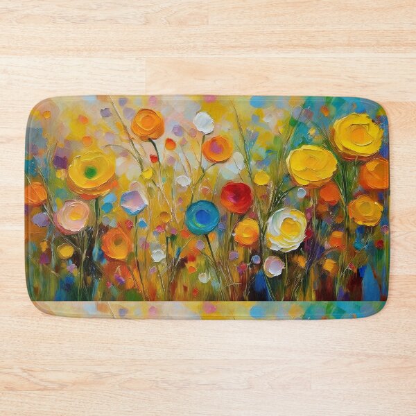 Item preview, Botanical fields floral spring garden 3d oil painting artwork warm Autumn flowers yellow blue white red roses designed and sold by navitalidesign.