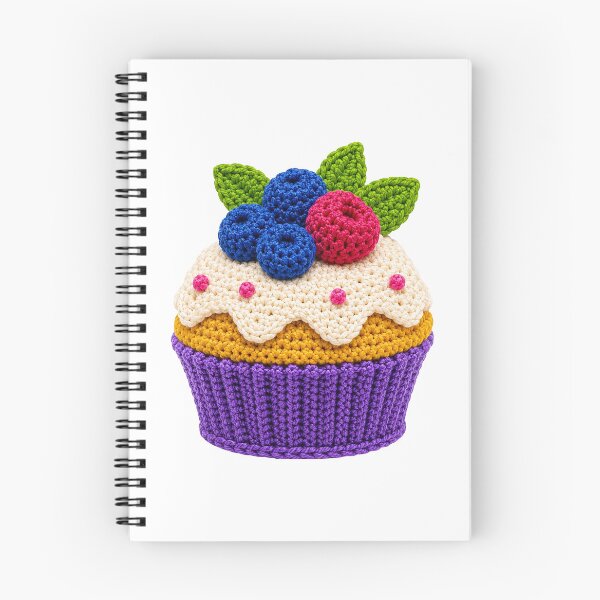 Item preview, Retro Crochet-Style Berry-Topped Cupcake Print Shapes Mania designed and sold by Shapes-Mania.