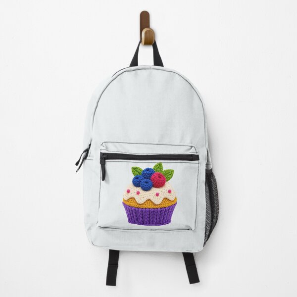 Item preview, Retro Crochet-Style Berry-Topped Cupcake Print Shapes Mania designed and sold by Shapes-Mania.
