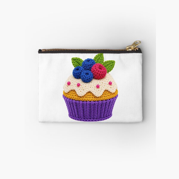 Item preview, Retro Crochet-Style Berry-Topped Cupcake Print Shapes Mania designed and sold by Shapes-Mania.