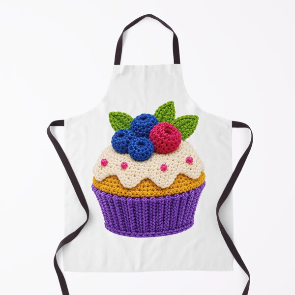Item preview, Retro Crochet-Style Berry-Topped Cupcake Print Shapes Mania designed and sold by Shapes-Mania.