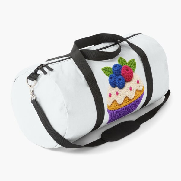 Item preview, Retro Crochet-Style Berry-Topped Cupcake Print Shapes Mania designed and sold by Shapes-Mania.