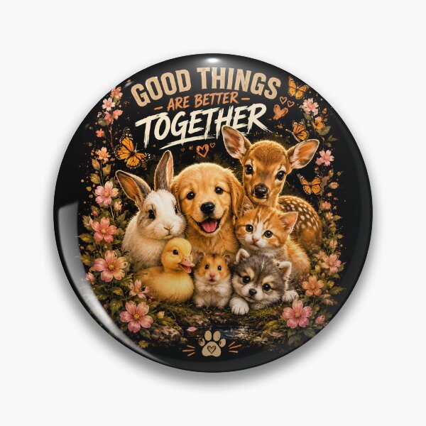 Item preview, Good Things Are Better Together – Cute Animal Lover T-Shirt | Puppy, Cat & Woodland Friends Design designed and sold by Skama87.