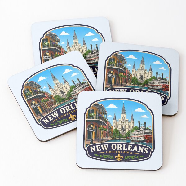 Item preview, New Orleans, Louisiana - French Quarter, Cathedral & Riverboat designed and sold by Myra365Art.