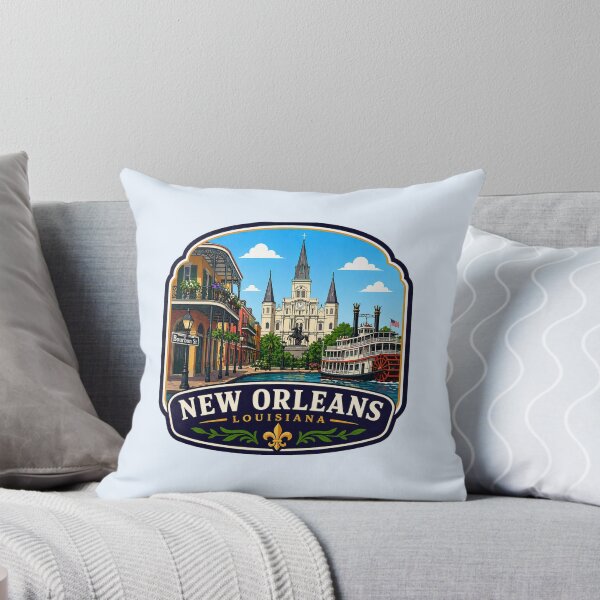 Item preview, New Orleans, Louisiana - French Quarter, Cathedral & Riverboat designed and sold by Myra365Art.