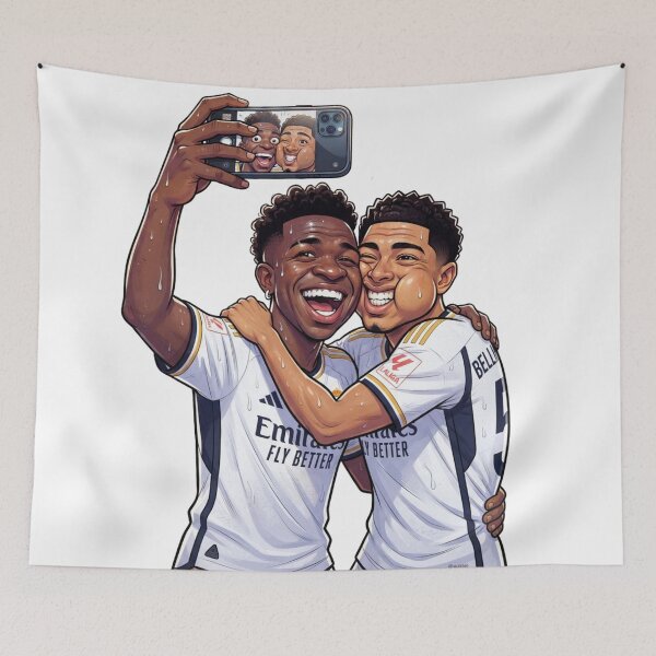 Item preview, Real Madrid Vini and Bellingham Funny Selfie Cartoon Art designed and sold by annaarthk.